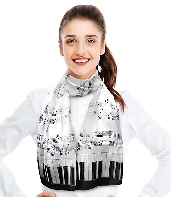 CBC CROWN Music Note & Piano Theme Lightweight Silk-Feeling Fashion Scarf • $9.99