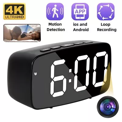 HD 1080P Alarm Clock Camera With Motion Tracking & Remote Viewing Home Security • $55.09