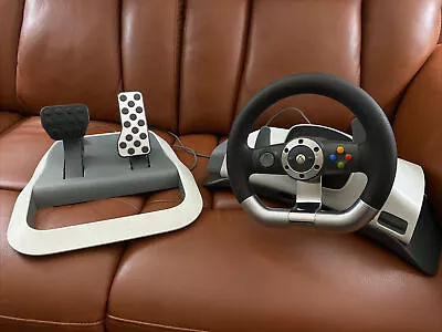 ⭐ Xbox 360 Wireless Racing Steering Wheel W/ Force Feedback Pedals • $74