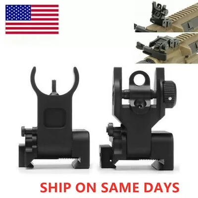 Tactical Folding Back Up Iron Sight Flip Up Sights Set Front Rear Picatinny Rail • $18.99