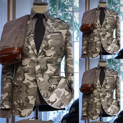Camouflage Men's Suits 2 Pieces Formal Wedding Party Blazer Outdoor Hunting Coat • $86.03