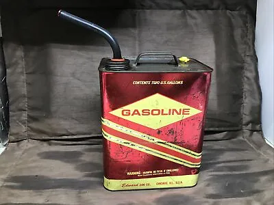 Edwards 2 Gallon Gal Metal Gas Can Gasoline Fuel Jug Metal Oil Can Collector • $29.99