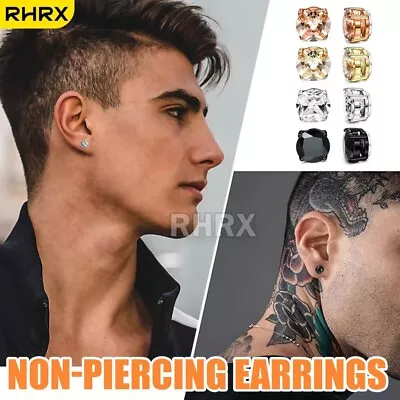 Stainless Steel Magnetic Stud Bling Earrings For Women Men Non-Piercing Clip On • $5.95