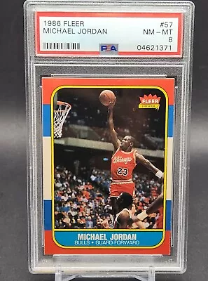 1986 Fleer Michael Jordan Rookie PSA 8 RC #57 • $6500