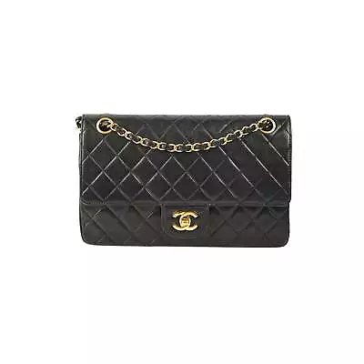 Chanel Vintage Quilted Medium/Large Classic Flap Black • $7876