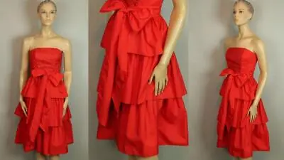 Vtg PATTY O'NEIL Red Layered Cupcake Cocktail Evening Dance Prom Pageant Dress 6 • $65