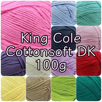 King Cole Cottonsoft DK Double Knit Cotton Knitting Crochet Yarn 100g Ball • £4.45