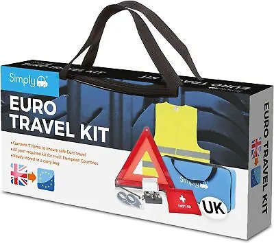 Simply Car ETK1 Europe Travel Kit - 7 Piece Set Inc Warning Triangle EU Standar • £48.24