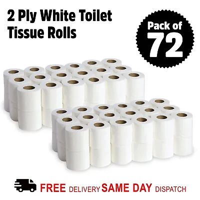 72 X Toilet Tissue Rolls Luxury White 2ply Soft Quilted Paper Bulk Embossed Roll • £15.99