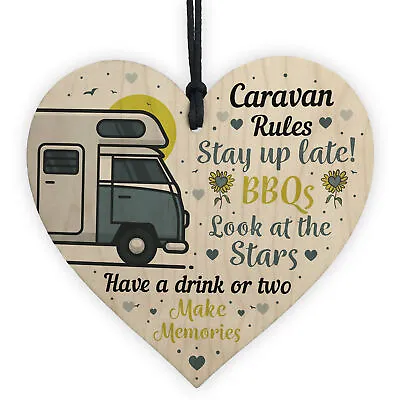 £3.99 • Buy Caravan Rules Novelty Plaque Home Decor Garden Sign Retirement Friendship Gifts