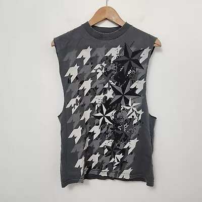 ANCHOR BLUE Men's Gray Graphic Print Sleeveless Tank T Shirt Size S • $9.99