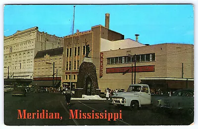 Meridian Mississippi Business District Confederate Monument Postcard B317 • $5.76