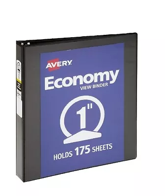 Avery 1  Economy View 3 Ring Binder Round Ring Holds 8.5  X 11  Paper 1 Black • $9.99