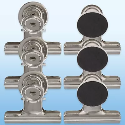 £8.98 • Buy MAGNETIC BULLDOG CLIPS 6x Strong Fridge Magnet Whiteboard Memo Note Paper Holder