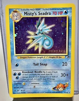 (A Rank) Pokemon Prerelease Stamp - Misty's Seadra 9/132 Prerelease - Gym Heroes • $7.99