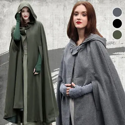 Cloak Hooded Coat Women Gothic Medieval Shawl Cloak Coat Open Front Cardigan • $61.97