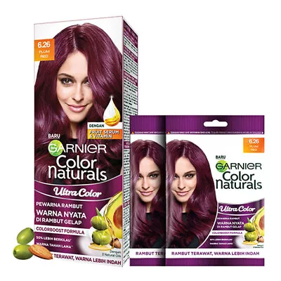 GARNIER Natural Olive Coconut Oil Nourishing Hair Color Permanent Plum Red 6.26 • $58.66