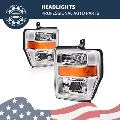 For 2008-2010 Ford F250 F350 F450 F550 Super Duty Chrome Headlights 08-10 Pair • $86.90