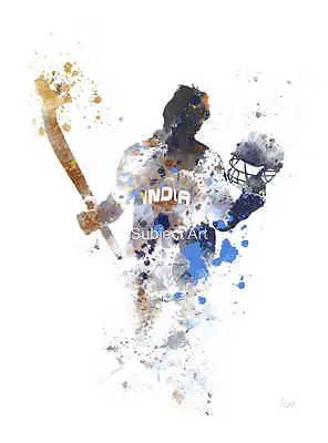 ART PRINT Sachin Tendulkar Illustration Cricket India Wall Art Sport Gift • £7.99