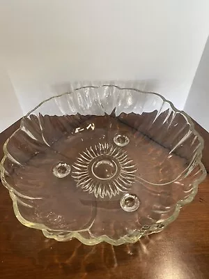 Vintage Indiana Clear Glass Serving Bowl Sunflower 3 Footed 11.25”x 3.5 H • $14.99