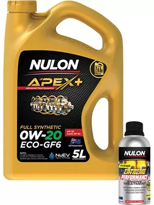 Nulon Apex+ 0W-20 ECO-GF6 Engine Oil 5L + Performance Engine Treatment 500ml • $95.35