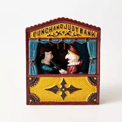 Cast Iron Punch & Judy Mechanical Toy Coin Money Bank - Book Of Knowledge - New • $99.95