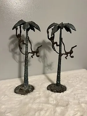 Set Of 2 Maitland Smith Bronze Monkey Candlestick Holders • $250