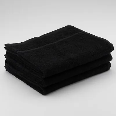 12 X Black Hairdressing Towel Barber Gym Salon Beauty Towels 50x85cm • £29.99