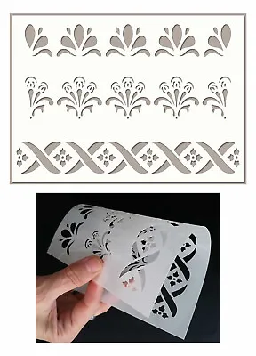 Border Stencil Lace Painting Wall Furniture Cardmaking Reusable Crafts Art BO21 • £5.99