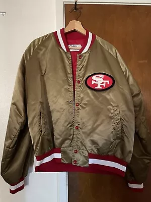 San Francisco 49ers Vintage Gold Satin Chalkline Men’s Jacket Size XL • $300