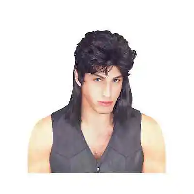 Men Wigs 80s Mullet Wig Black Curly Male Wig Halloween Costumes Punk Rocker Wig • $19.99