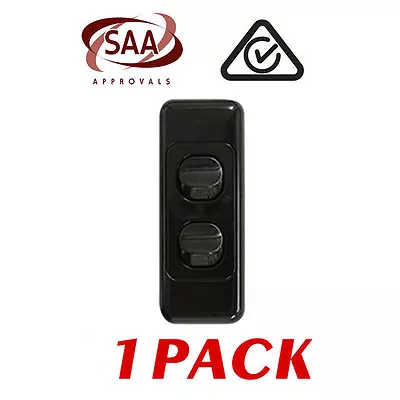 1 X 2 Gang 2 Way Architrave Switch - BLACK - Electrical Light Switch - SAA • $4.99