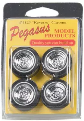 Pegasus Hobbies 1125 1/24-1/25 Chrome Reverse Rims/Tires Plastic Model (4) • $8.49