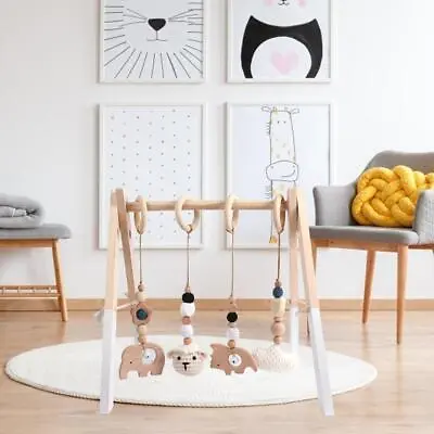 Baby Play Gym Wooden Play Arc Skill Improving Attractive Colours Safe For Ty1 • £13.97