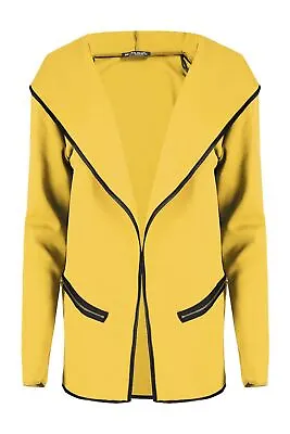 Womens Hoodies Ladies Cardigan Zip Pocket Open Front Stretchy Blazer Coat Jacket • £4.09