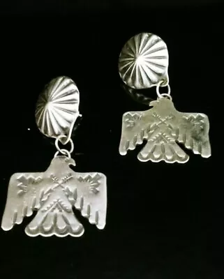 Native American Navajo Sterling Silver Signed Earrings Vincent Joe PlateroSr  • $159.95