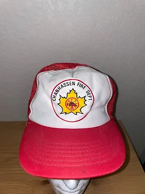 90s Vintage Chanhassen Fire Department Minnesota MN Red Trucker Hat Headwear VTG • $20