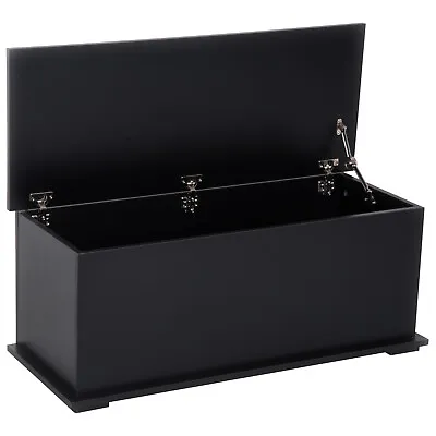 HOMCOM Ottoman Storage Box Chest Cabinet Keepsake With Lid Chipboard Black • £52.99