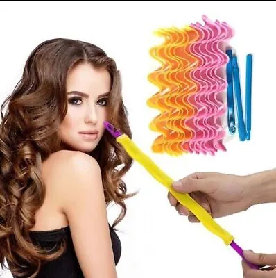 12Pcs Magic Hair Curlers Heatless MIX Hair Curling Spirals No Heat Curl DIY Set • £4.79