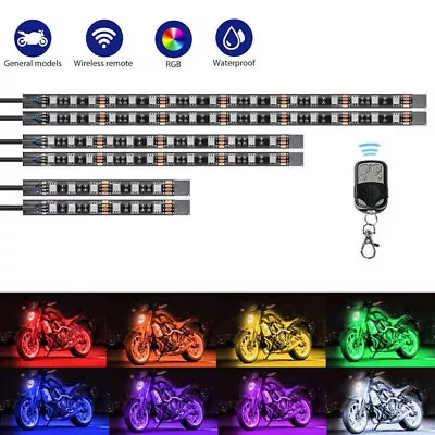 6PC RGB Motorcycle LED Light Under Glow Neon Strip Remote Control Kit Universal • $23.90