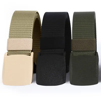 Mens Womens Unisex Canvas Webbing Belt Regular Size Military Style Buckle Belts • £4.99