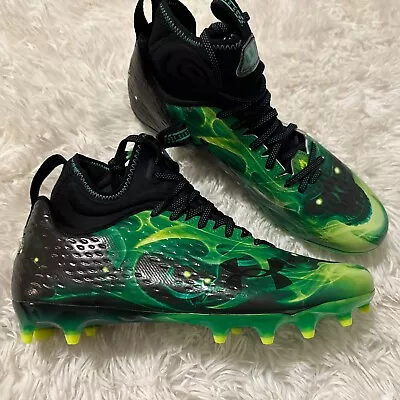 Under Armour Spotlight Lux MC LE Slime Football Cleats 3025376 001 Men's Size 13 • $57.99