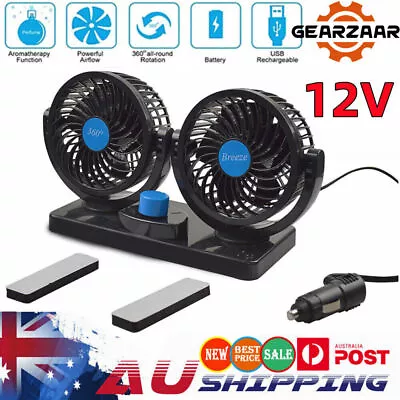 AUS 12 Volt Adjustable Twin Fan | 12V Fans | Camping Fan • $24.99