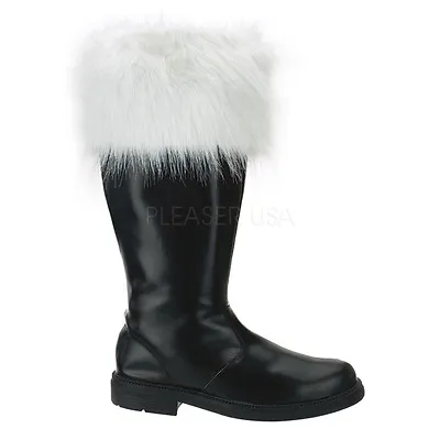 SAN108/B/PU Men's Holiday Christmas Xmas Santa Claus Costume Boots W/Faux Fur • $62.95