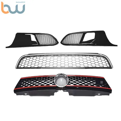 $106.37 • Buy Front Bumper Upper+Lower Grille Kit W/Bezels Black Grill For 11-14 VW Jetta MK6
