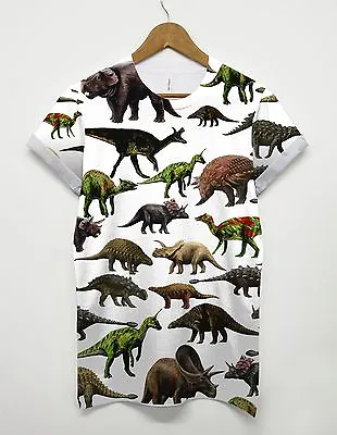 Dinosaur All Over Printed T Shirt Animal Graphic Retro 90's Top Indie Hipster • £16