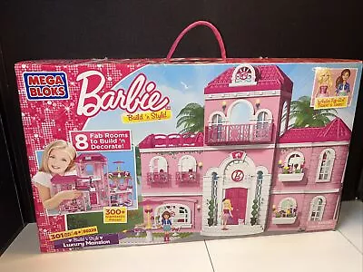 Barbie Mega Bloks Build N Style Luxury Mansion 301 Pieces 80229 Complete • $100