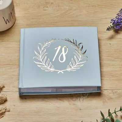 18th Birthday Blue Photo Album Gold Laurel Wreath • £15.99