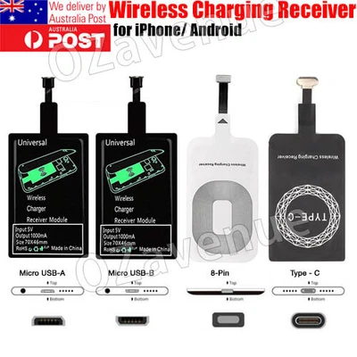 $6.25 • Buy Universal Qi Wireless Charger USB Type C Receiver Charging Adapter Pad Coil