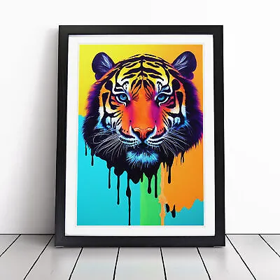 Painted Tiger No.5 Abstract Wall Art Print Framed Canvas Picture Poster Decor • £29.95